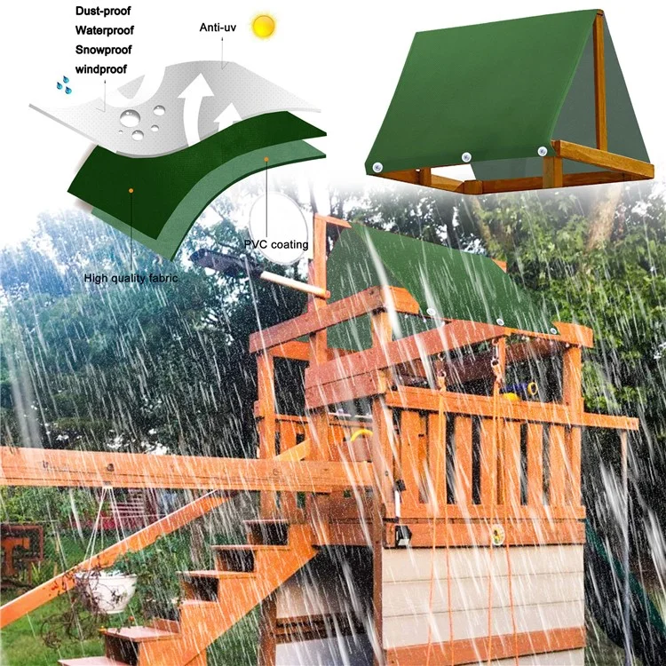 Outdoor Swingset Shade Kids Playground Roof Canopy Waterproof Cover Sunshade with Screws - Green