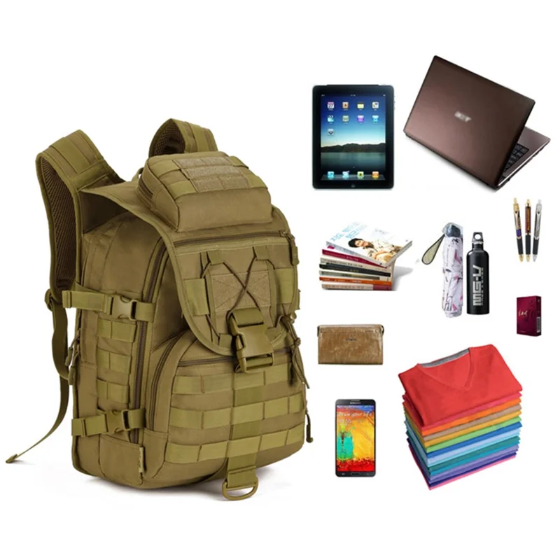 PROTECTOR PLUS S413-40L X7 Tactical Shoulder Bag Waterproof Nylon Outdoor MOLLE Backpack - Desert Digital