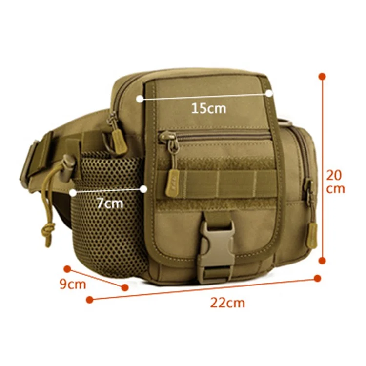 PROTECTOR PLUS Y117 Cycling Waist Bag Water Bottle Holder Tactical Fanny Pack - Coyote Brown