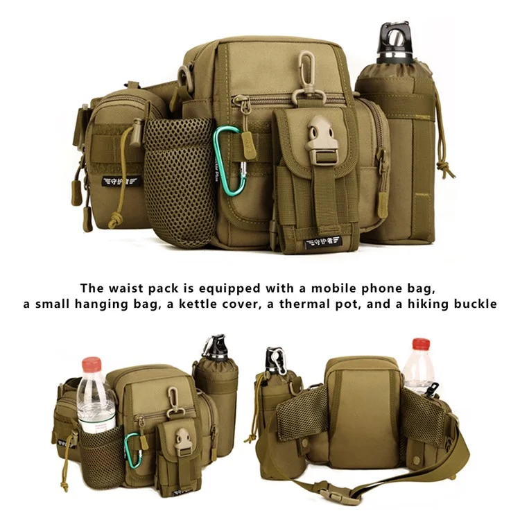 PROTECTOR PLUS Y117 Cycling Waist Bag Water Bottle Holder Tactical Fanny Pack - Coyote Brown