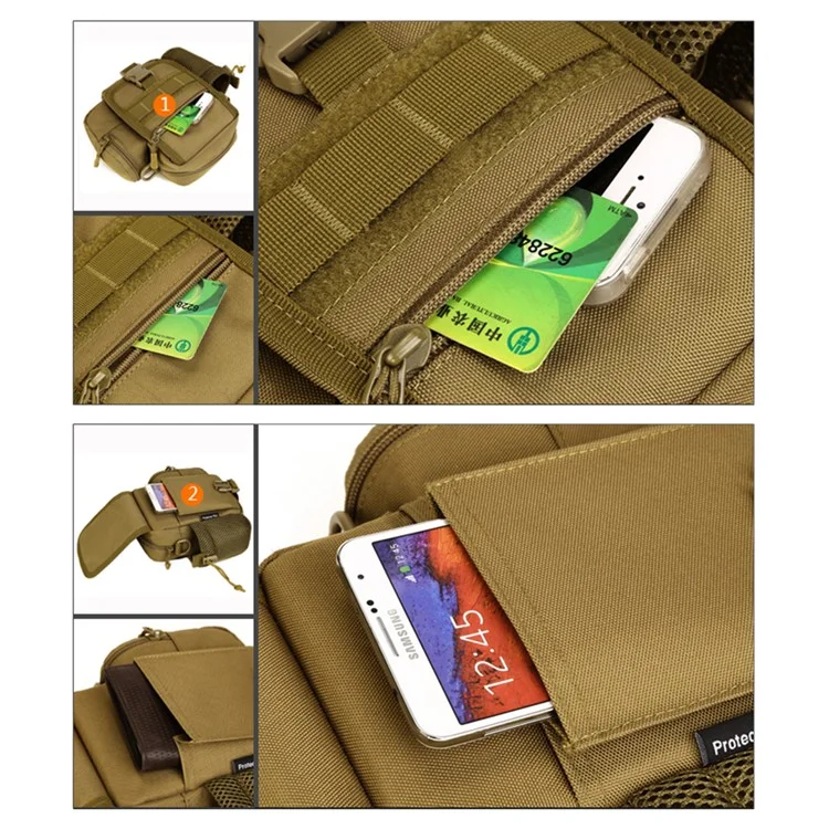 PROTECTOR PLUS Y117 Cycling Waist Bag Water Bottle Holder Tactical Fanny Pack - Coyote Brown