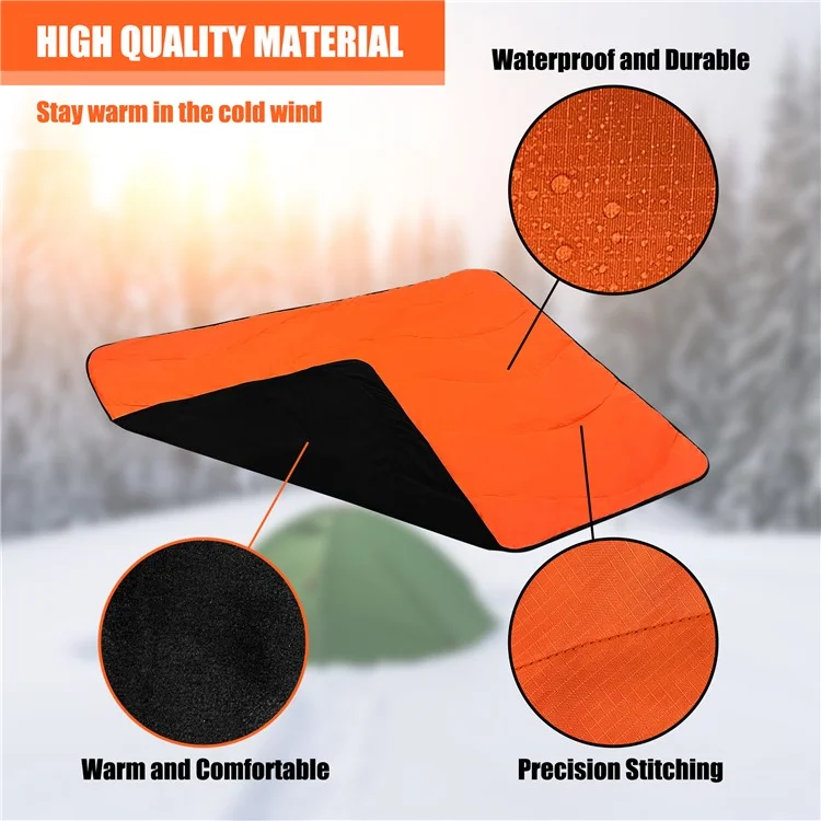 Большое толстое кемпинговое одеяло с сумкой для хранения Outdoor Warm Blanket for Camping Travel Black+Orange