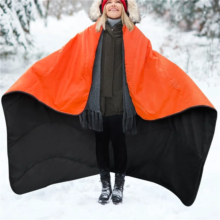 Большое толстое кемпинговое одеяло с сумкой для хранения Outdoor Warm Blanket for Camping Travel Black+Orange