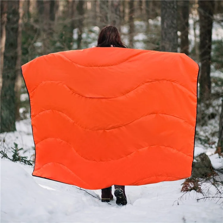 Большое толстое кемпинговое одеяло с сумкой для хранения Outdoor Warm Blanket for Camping Travel Black+Orange