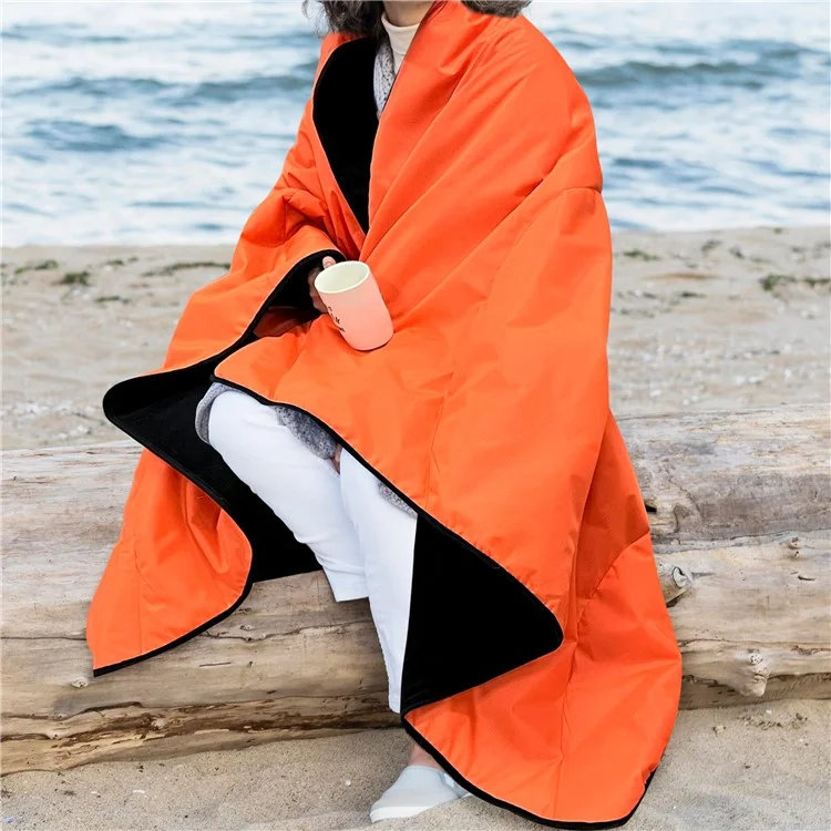 Большое толстое кемпинговое одеяло с сумкой для хранения Outdoor Warm Blanket for Camping Travel Black+Orange