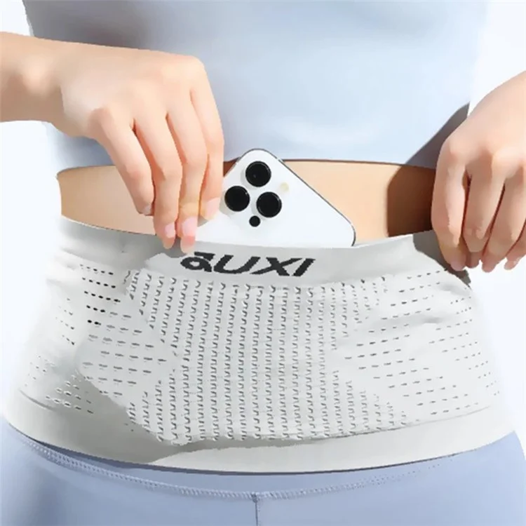 JUXI BB02 Elastic Running Belt Waist Bag Fanny Pack for Carrying Cell Phones - Light Grey / S