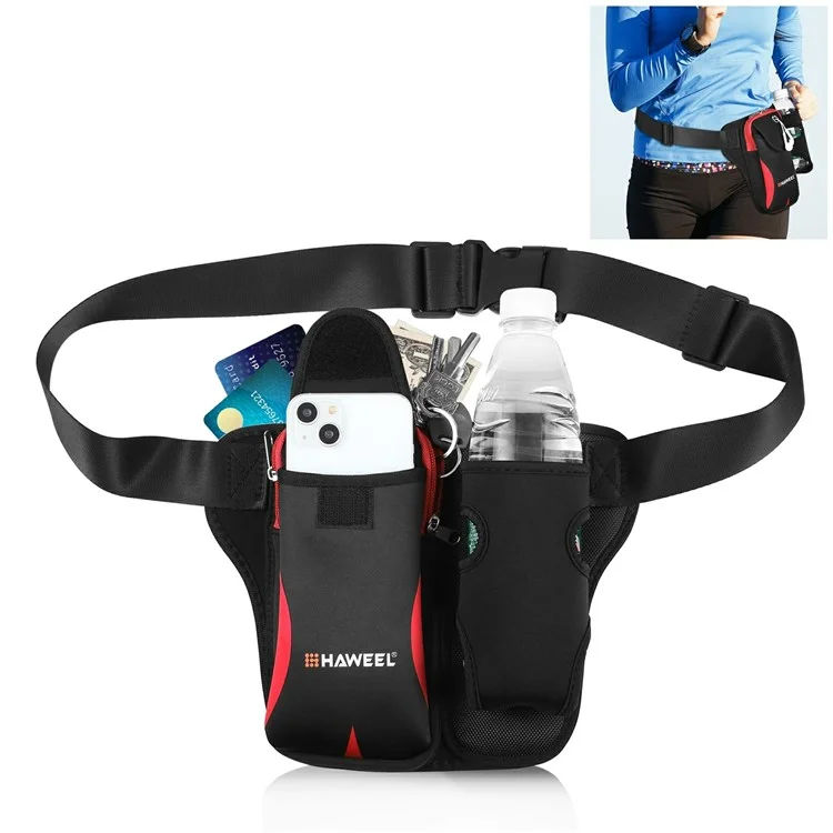 HAWEEL HWL2139 Elastic Running Waist Bag Fanny Pack for Phones Bottles - Red