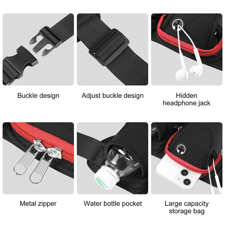 HAWEEL HWL2139 Elastic Running Waist Bag Fanny Pack for Phones Bottles - Red