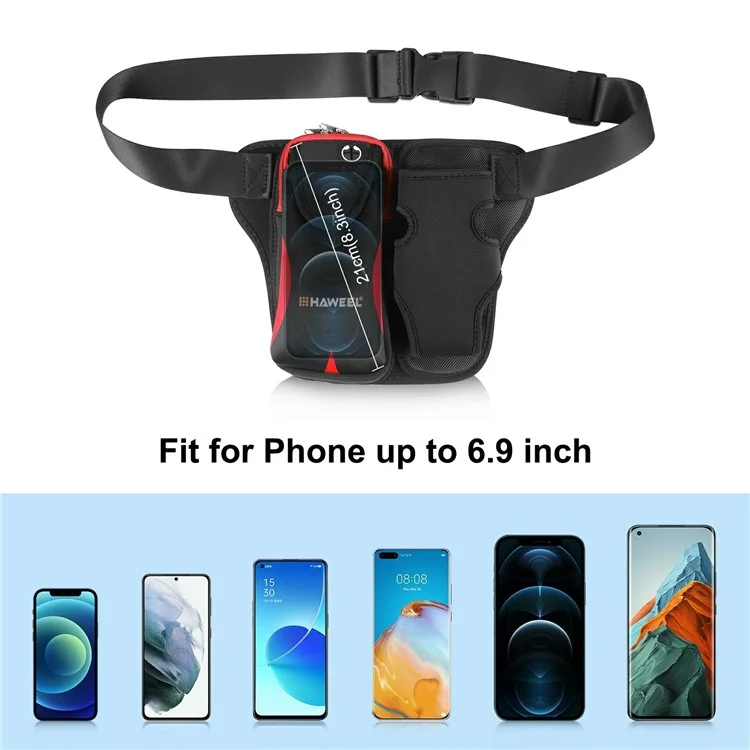 HAWEEL HWL2139 Elastic Running Waist Bag Fanny Pack for Phones Bottles - Red