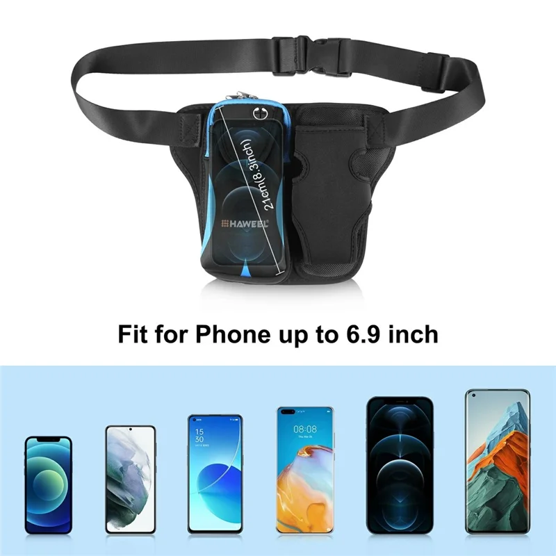HAWEEL HWL2139 Elastic Running Waist Bag Fanny Pack for Phones Bottles - Blue