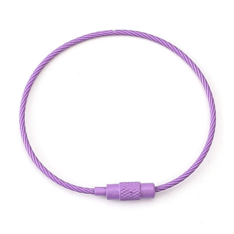 YH0589 multifunktionsstålwire nøgleholder kabelnøgle ringe - Lilla