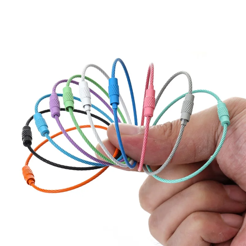 YH0589 multifunktionsstålwire nøgleholder kabelnøgle ringe - Lilla