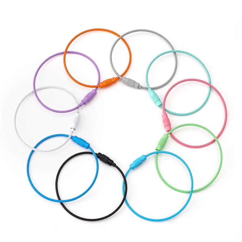 YH0589 multifunktionsstålwire nøgleholder kabelnøgle ringe - Lilla