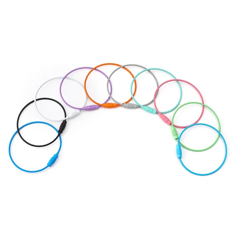 YH0589 multifunktionsstålwire nøgleholder kabelnøgle ringe - Lilla