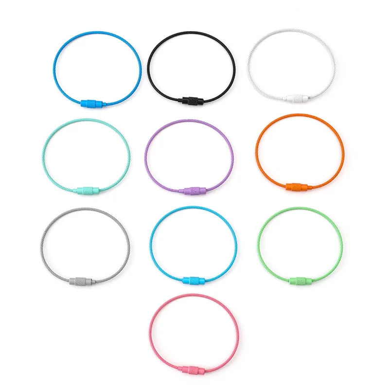 YH0589 multifunktionsstålwire nøgleholder kabelnøgle ringe - Lilla