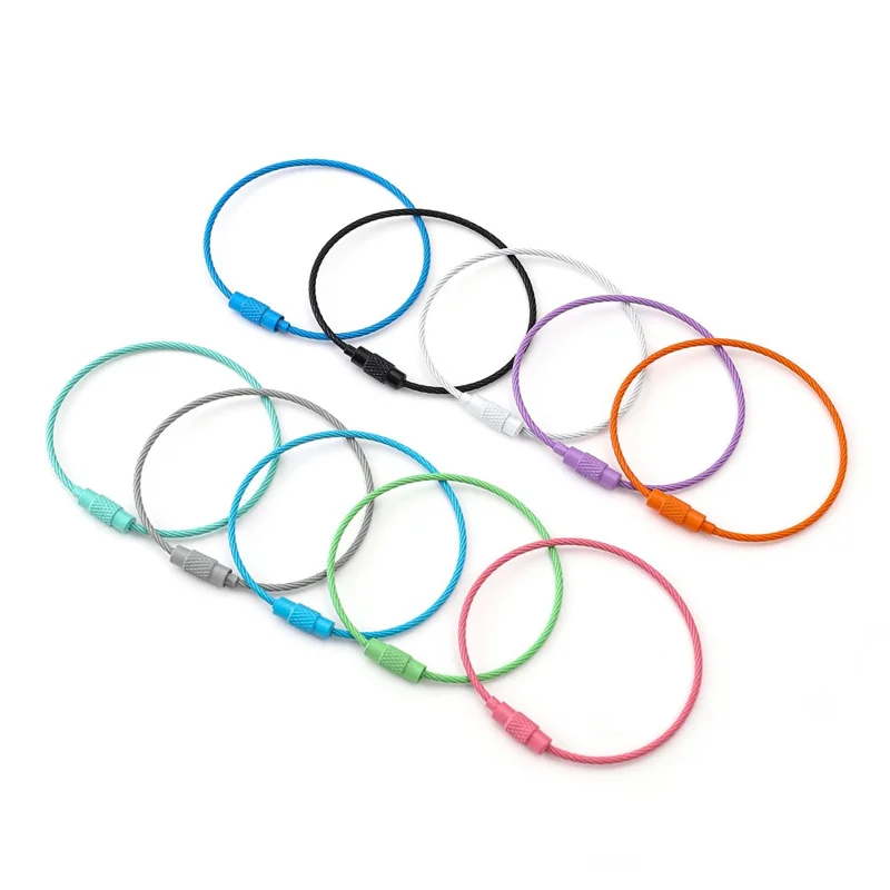 YH0589 multifunktionsstålwire nøgleholder kabelnøgle ringe - Lilla