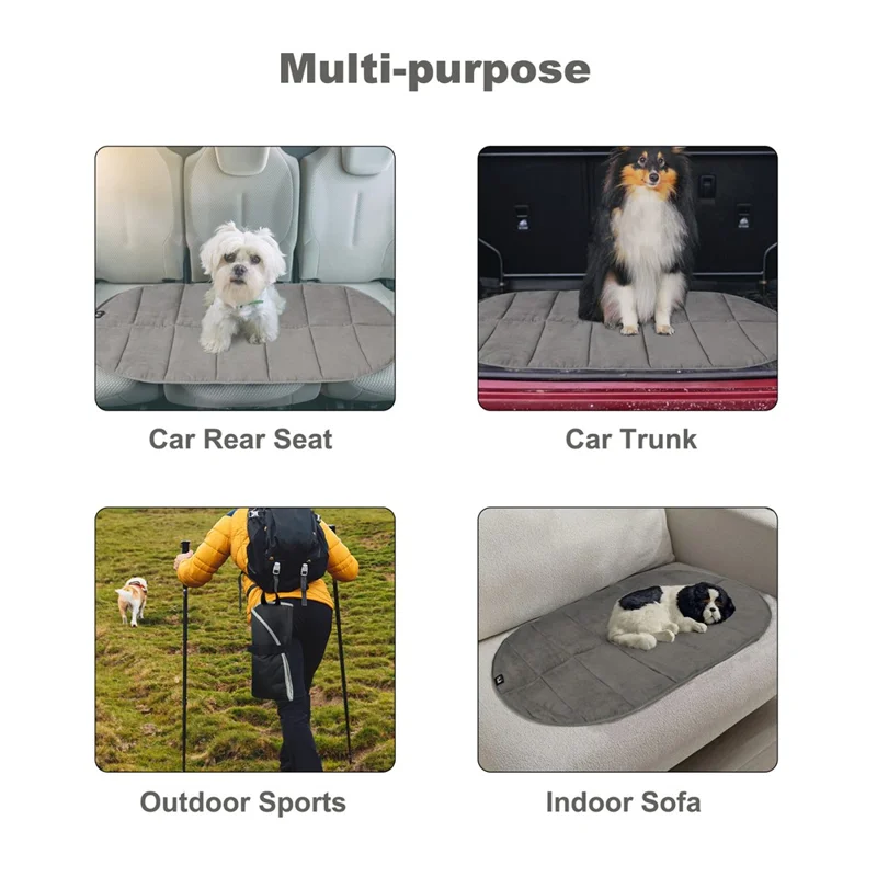 GEERDUO Outdoor Portable Dog Rest Cushion Foldable Suede Pet Warm Mat, Size L: 68x109cm