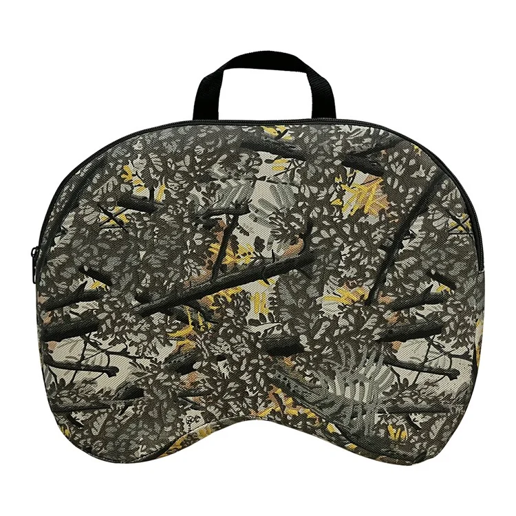 Esteira de Acampamento Portátil para Caça Esteira de Assento Acolchoada com Espessura Aumentada EPE+Esponja Almofada de Assento Outdoor com Mosquetão - Camuflagem Cinza e Amarela