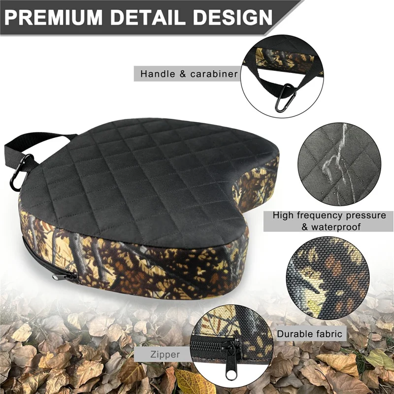 Portable Camping Hunting Seat Mat Thicken EPE+Sponge Outdoor Seating Pad with Carabiner - Leaf Camouflage