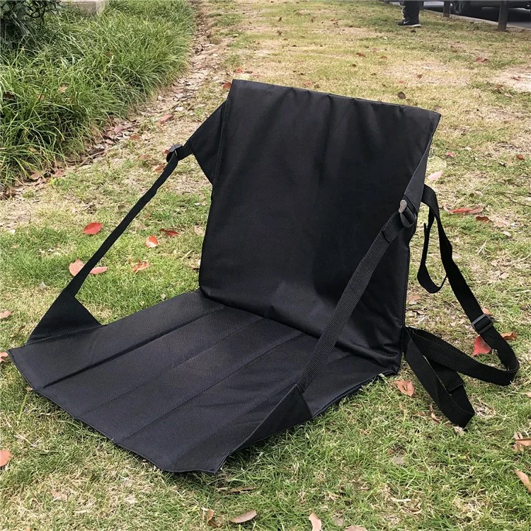 Almofada de Assento Acolchoada de 44x44cm em Tecido Oxford para Eventos Esportivos ao Ar Livre - Preta