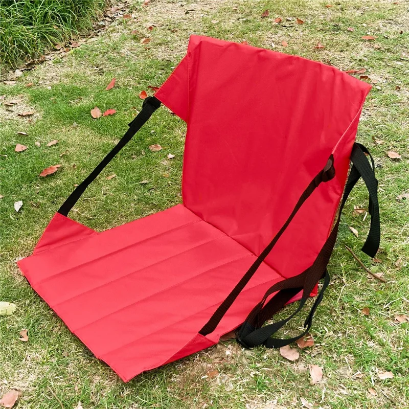 44x44cm Backrest Padded Seat Oxford Cloth Seat Cushion for Outdoor Sporting Events - Red