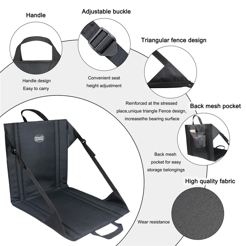 Mydays al Aire Libre 43x43cm Silla de Cojín de Respaldo Portátil Silla Plegable Asiento Para Acampar al Aire Libre - Lago Azul