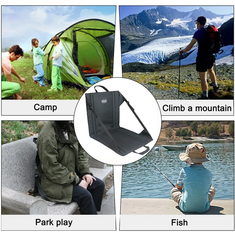 Mydays al Aire Libre 43x43cm Silla de Cojín de Respaldo Portátil Silla Plegable Asiento Para Acampar al Aire Libre - Lago Azul