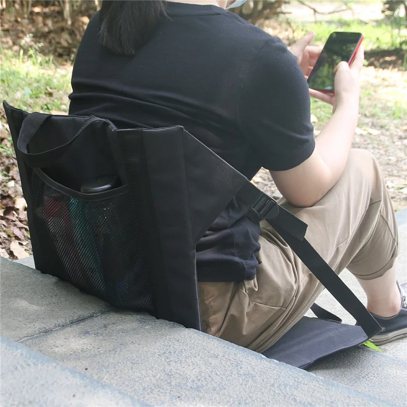 Mydays al Aire Libre 43x43cm Silla de Cojín de Respaldo Portátil Silla Plegable Asiento Para Acampar al Aire Libre - Lago Azul