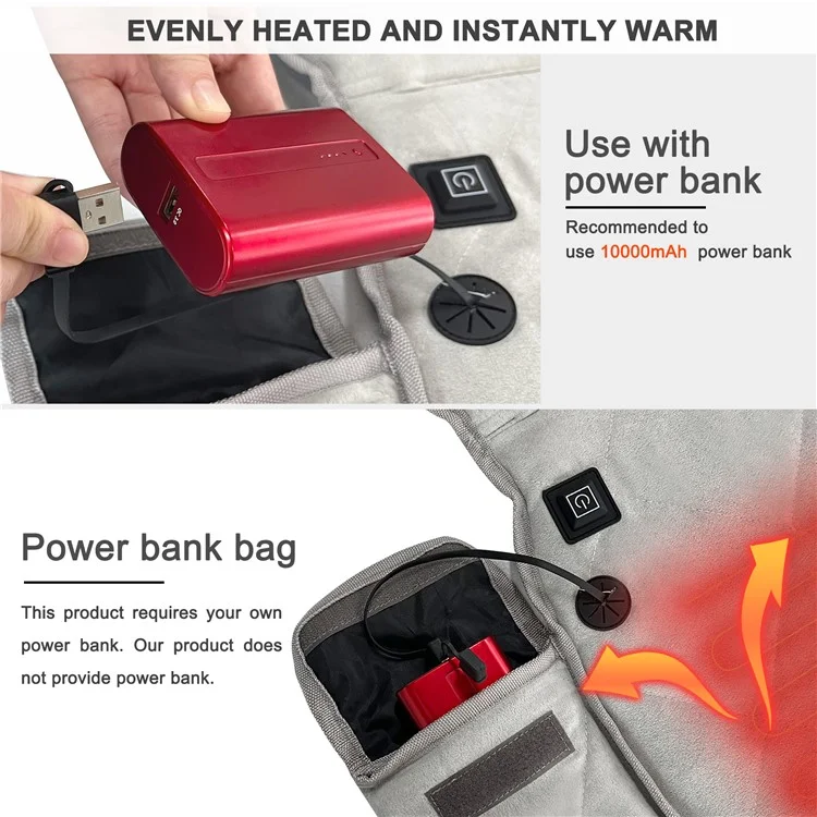 MYDAYS OUTDOOR 850201 Crystal Velvet 3 Gears Electric Heating Seat Cushion für Outdoor-Veranstaltungen (ohne Powerbank)