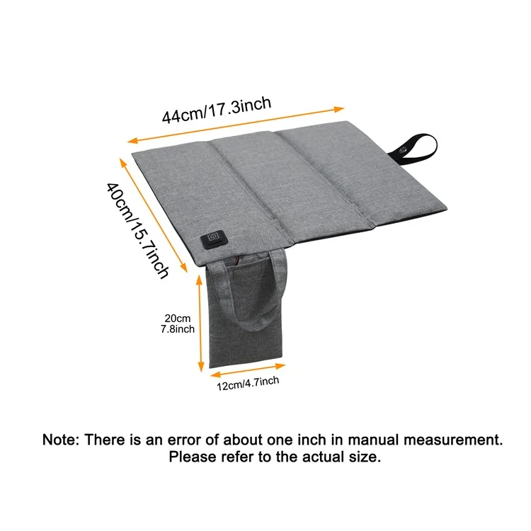 Cold Winter Outdoor Heated Seat Cushion Tri-Fold Seat Mat - Light Grey