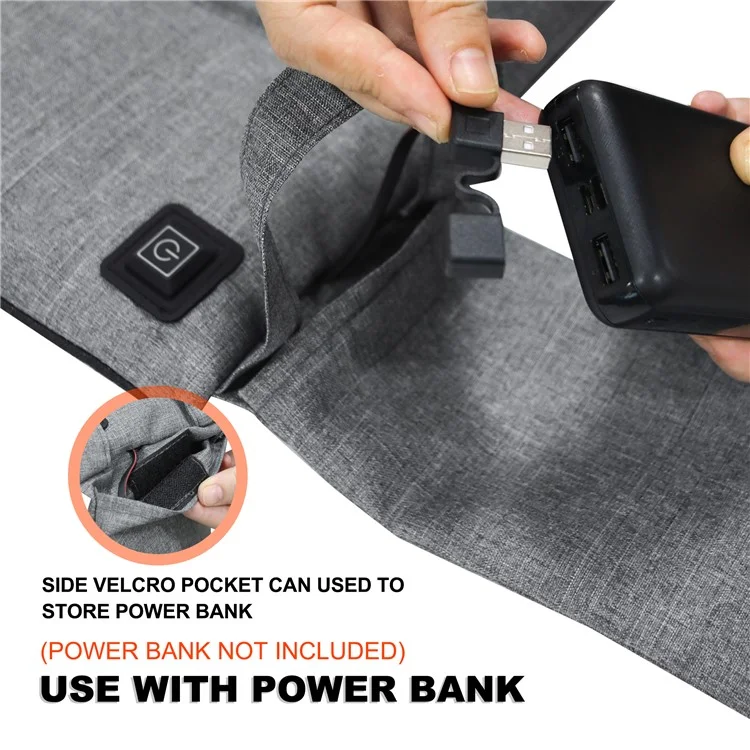 Cold Winter Outdoor Heated Seat Cushion Tri-Fold Seat Mat - Light Grey