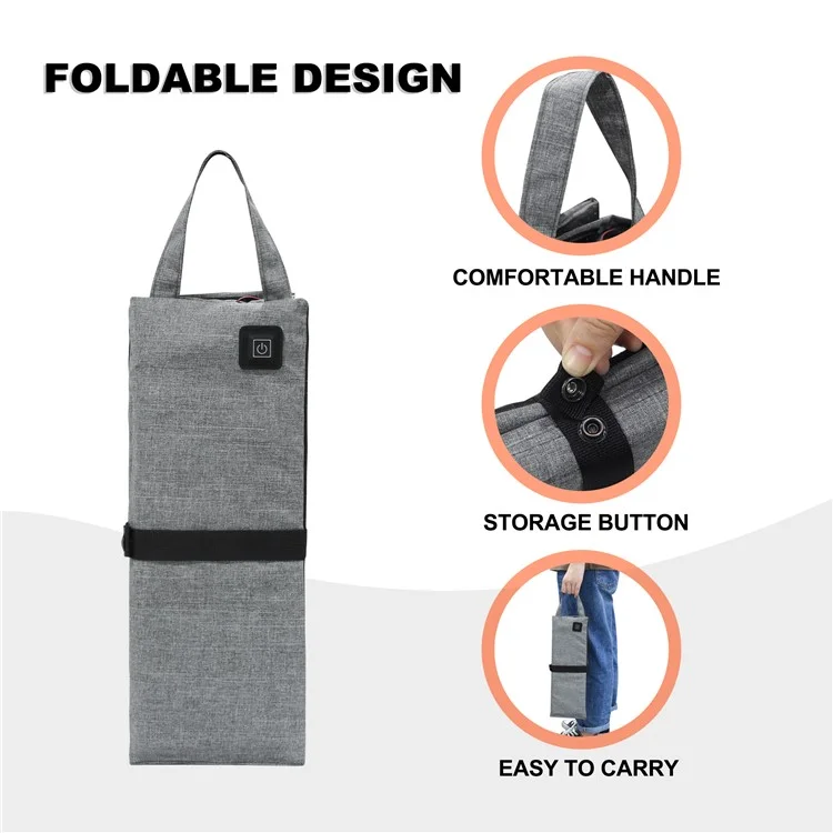 Cold Winter Outdoor Heated Seat Cushion Tri-Fold Seat Mat - Light Grey