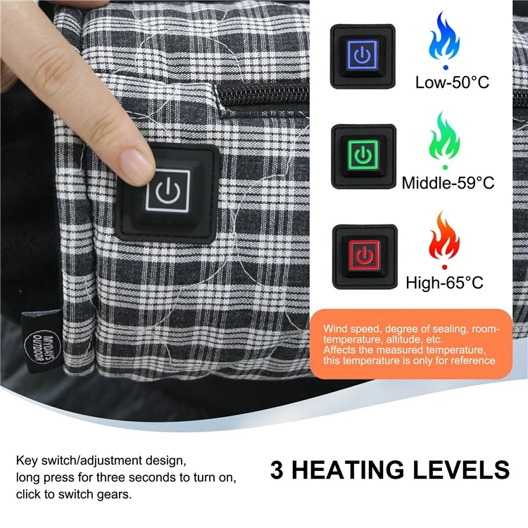 Outdoor Hand Warmer 40x19cm Heated Hand Muff Pouch for Cold Weather - Black+White Grid