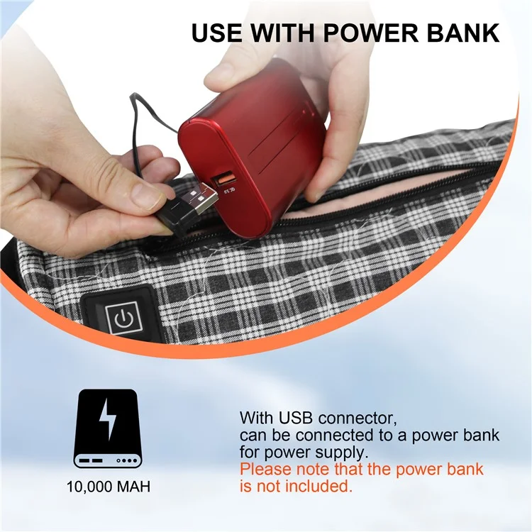 Outdoor Hand Warmer 40x19cm Heated Hand Muff Pouch for Cold Weather - Black+White Grid