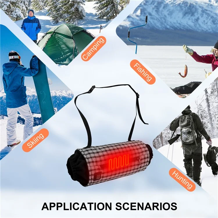 Outdoor Hand Warmer 40x19cm Heated Hand Muff Pouch for Cold Weather - Black+White Grid