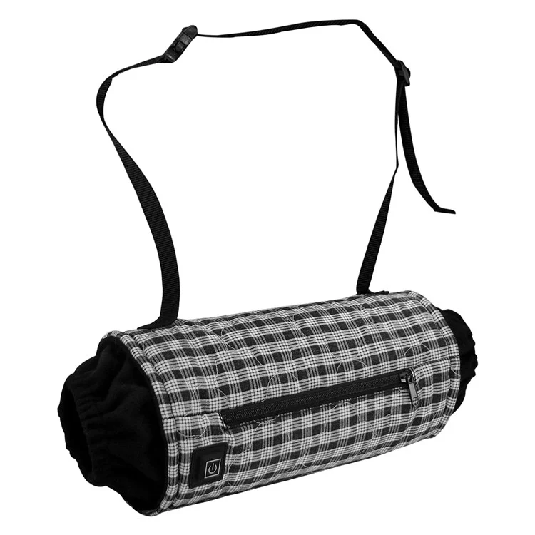Outdoor Hand Warmer 40x19cm Heated Hand Muff Pouch for Cold Weather - Black+White Grid