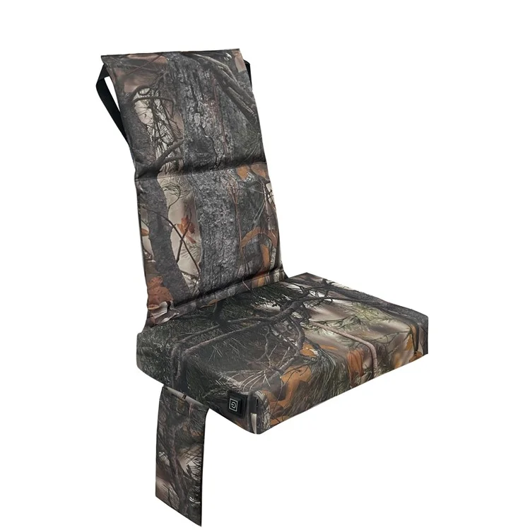 Outdoor Camping Jagd Elektrischer Heizstühle 600D Oxford-Gewebe+EPE Baum-Montageplatte Sitzkissen, 46x31x59 cm - Blatt-Tarnung