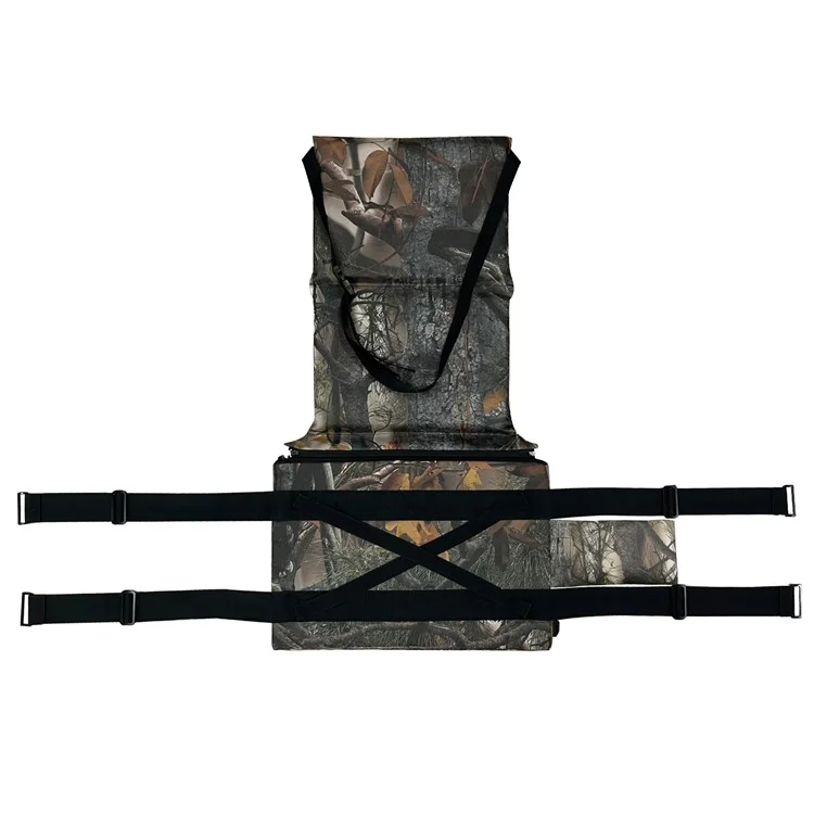 Outdoor Camping Jagd Elektrischer Heizstühle 600D Oxford-Gewebe+EPE Baum-Montageplatte Sitzkissen, 46x31x59 cm - Blatt-Tarnung