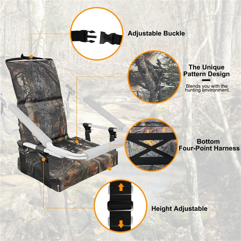Almofada Camuflada de 46x31x59cm para Cadeira de Plataforma de Árvore para Montanhismo ao Ar Livre - Camuflagem Castanha
