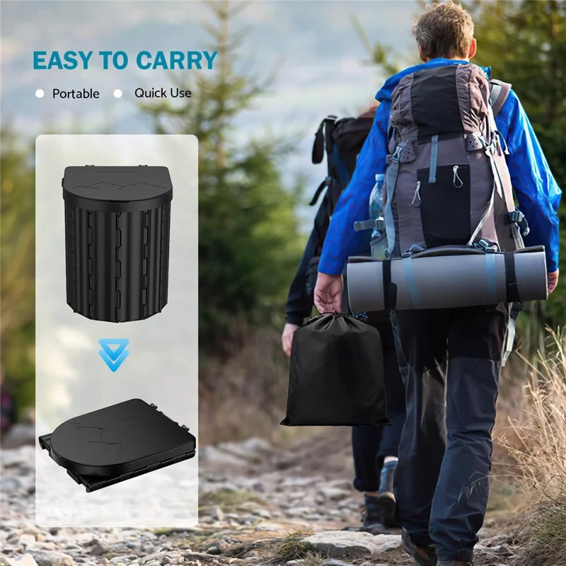 Portable Toilet for Camping Travel Toilet Commode Bucket with 12Pcs Garbage Bag  - Coffee