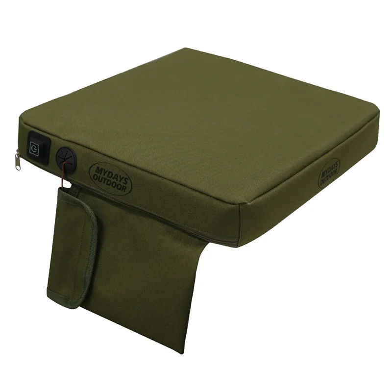 Coussin chauffant d'extérieur MYDAYS OUTDOOR 38x33x5cm (sans batterie) - Vert armée