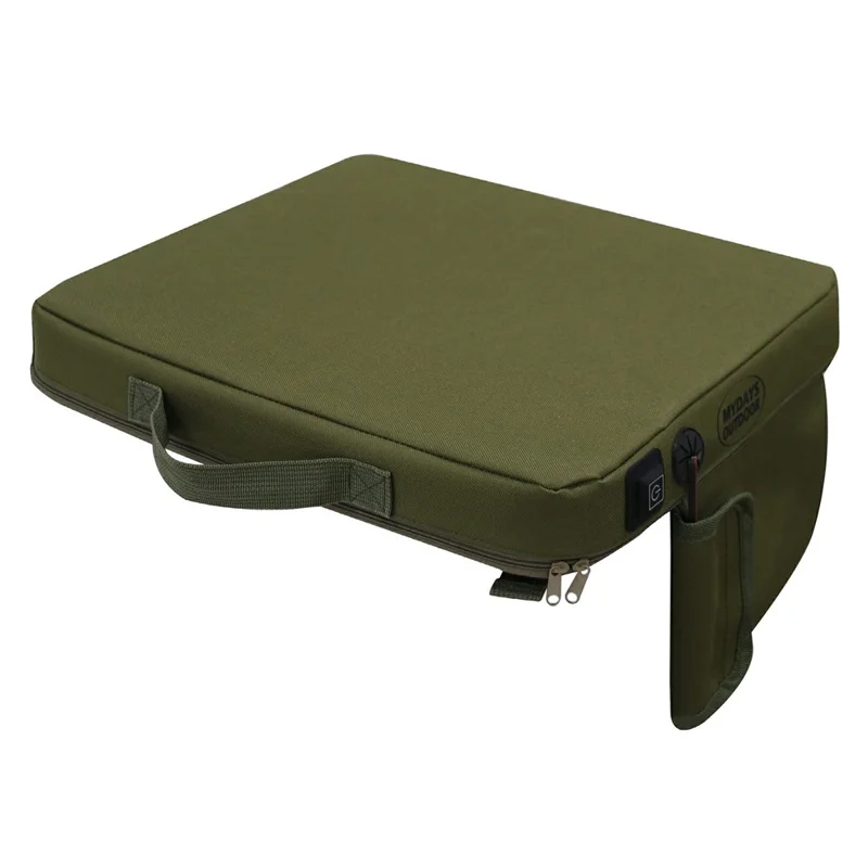 Coussin chauffant d'extérieur MYDAYS OUTDOOR 38x33x5cm (sans batterie) - Vert armée