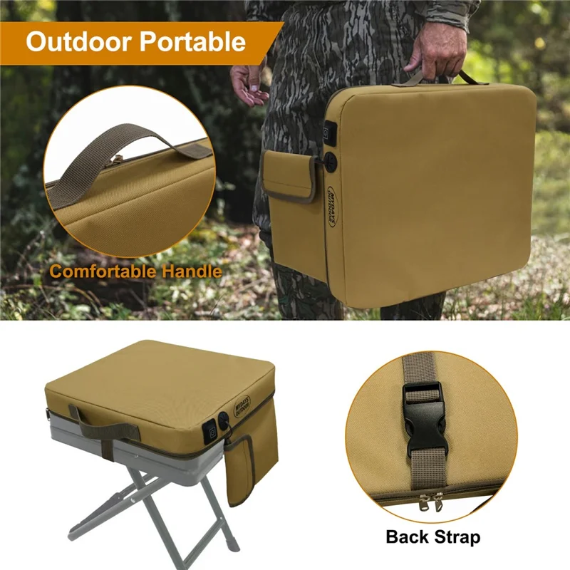 Coussin chauffant d'extérieur MYDAYS OUTDOOR 38x33x5cm (sans batterie) - Vert armée