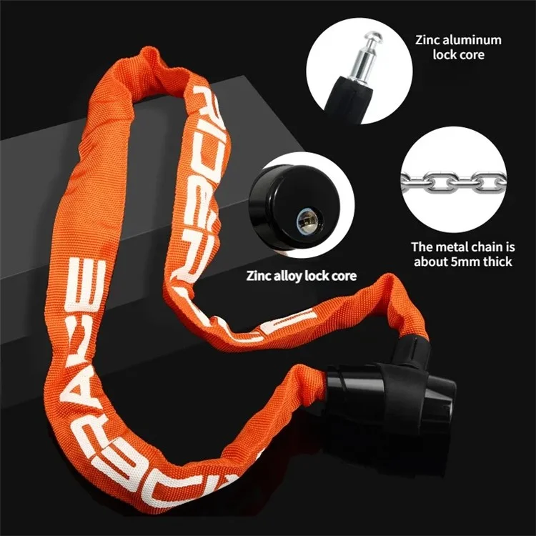 Riderace RR9227 95 cm Fahrradkettenschloss Anti-diebes-motorrad-elektrofahrzeugschloss Mit 2 Schlüssel - Orange