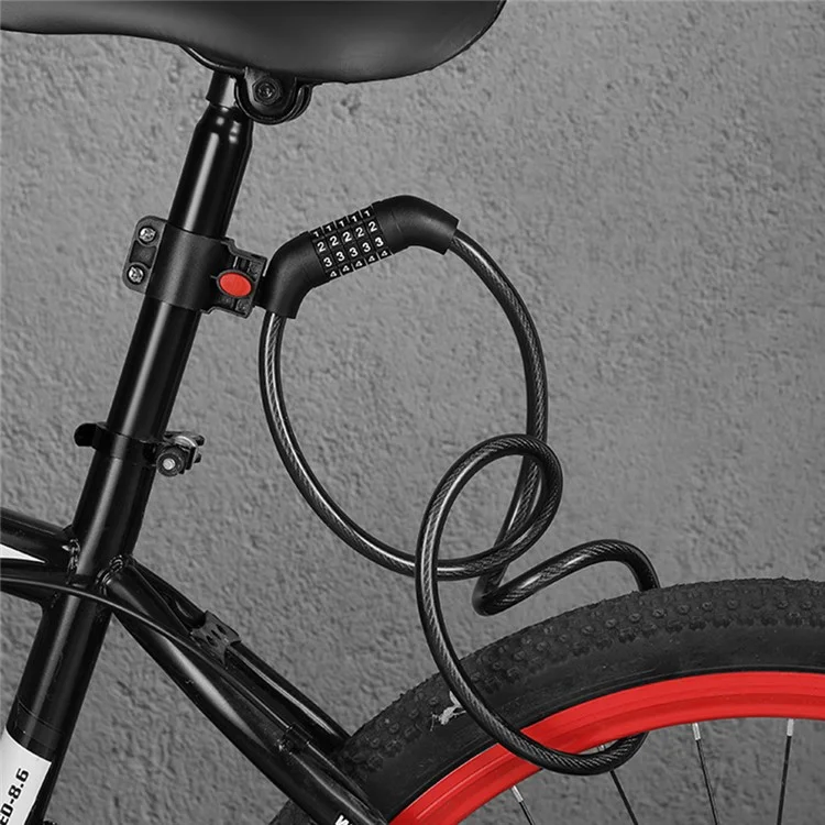 Bicycle Lock Cable 1000mm*11mm 5-Digit Combination with Mounting Bracket for Bikes  /  E-Bikes - Black  /  Orange