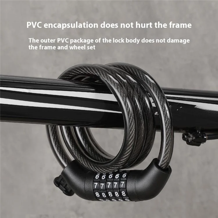Bicycle Lock Cable 1000mm*11mm 5-Digit Combination with Mounting Bracket for Bikes  /  E-Bikes - Black  /  Orange