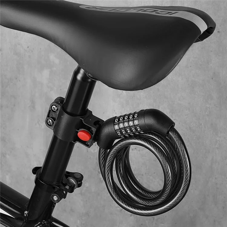 Bicycle Lock Cable 1000mm*11mm 5-Digit Combination with Mounting Bracket for Bikes  /  E-Bikes - Black  /  Orange