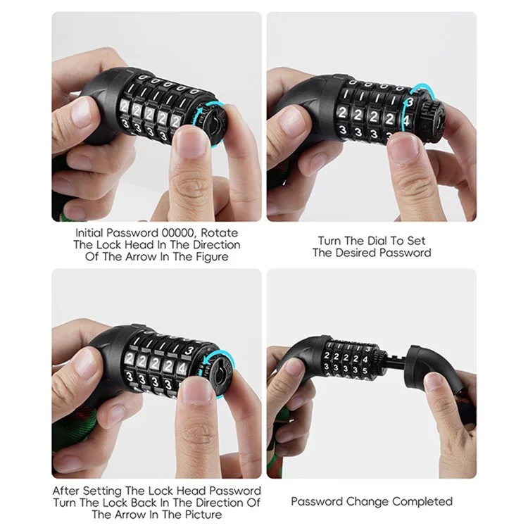 WEST BIKING YP0705119 Bicycle Anti Theft Chain Lock 5 Digit Combination Lock for Mountain Bike - Lake Blue