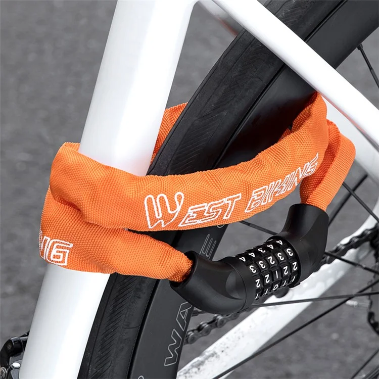 WEST BIKING YP0705119 Bicycle Anti Theft Chain Lock 5 Digit Combination Lock for Mountain Bike - Lake Blue