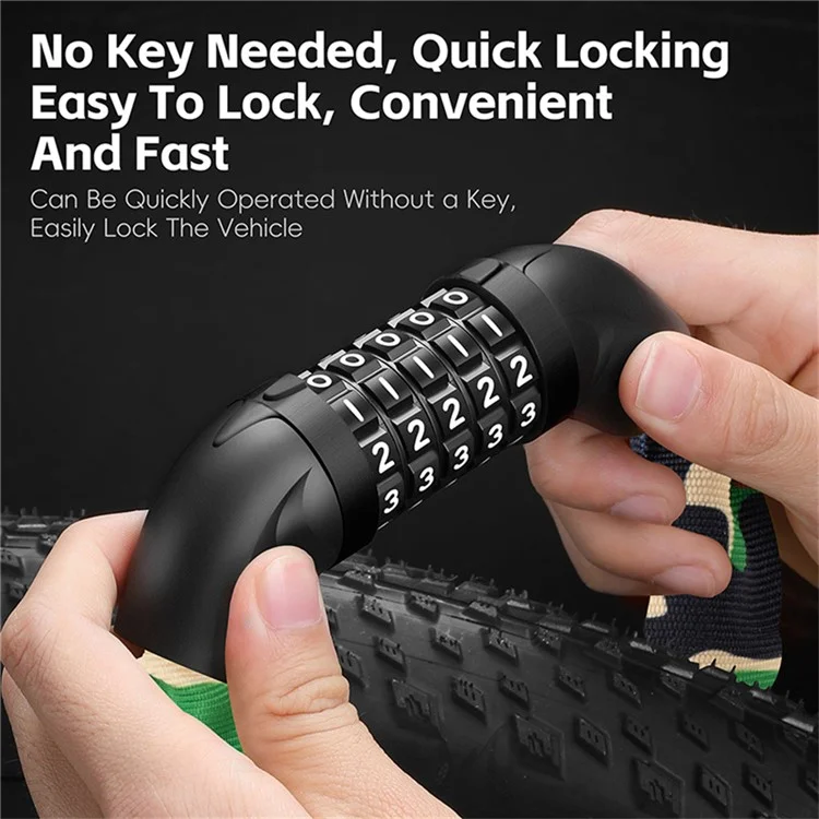 WEST BIKING YP0705119 Bicycle Anti Theft Chain Lock 5 Digit Combination Lock for Mountain Bike - Lake Blue